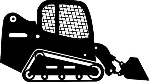 skid steer with tracks silhuette|skid steer silhouette vector.